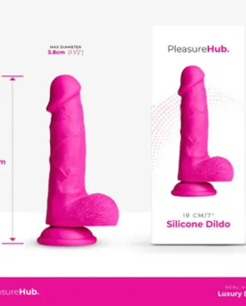 PleasureHub Realistic Silicone Dildo 7 Inches Dong | Pink Real Skin Feel | With Suction Cup