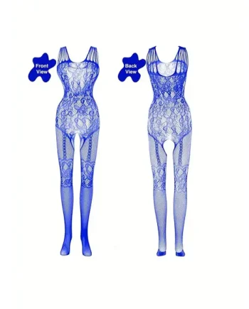 Blue Crotchless Fishnet Body Stocking BLFBS1