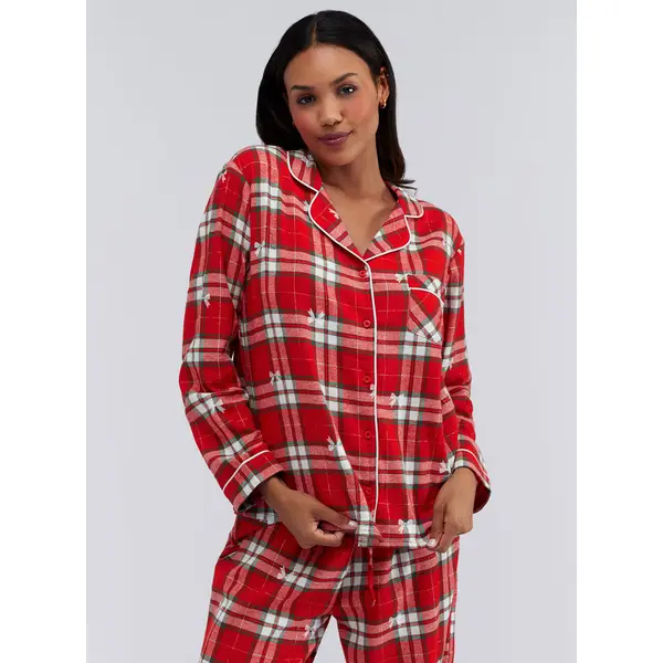 Bow check cotton pyjamas in a bag