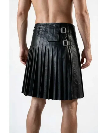 Men Full GrainLeather Kilt Pleated Scottish Goat Or Cowhide
