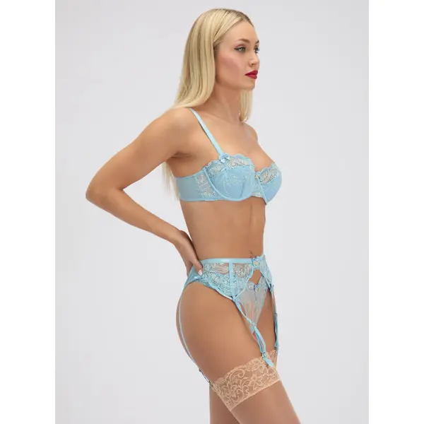 Jules bow embroidered suspender belt