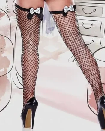 Large Fishnet Bow Stockings