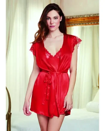 Dreamgirl Satin Chemise And Short Robe