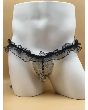 Men’s Black Sexy Lacy Jock Strap (One Size) BKLJS1