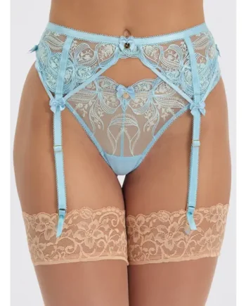 Jules bow embroidered suspender belt