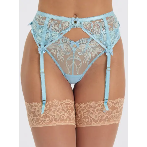 Jules bow embroidered suspender belt