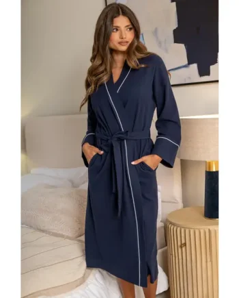 Waffle Loungewear Dressing Gown - Navy