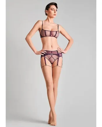 Maison Close Cut And Curled Nude Violet Backseamed Stockings