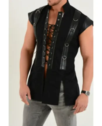 Leather Battle Vest Viking Top