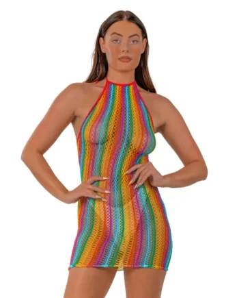 Lace by LJ Rainbow Halter Neck Dress