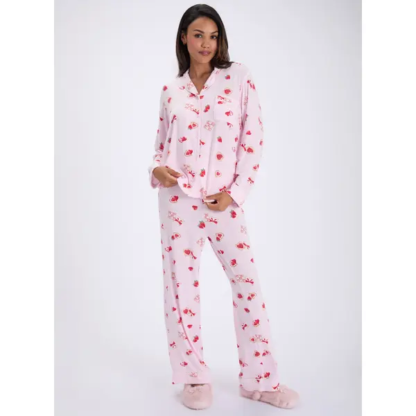 Strawberry toast modal long pyjama set