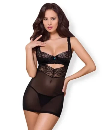 Net Fabric Nightie With Lace