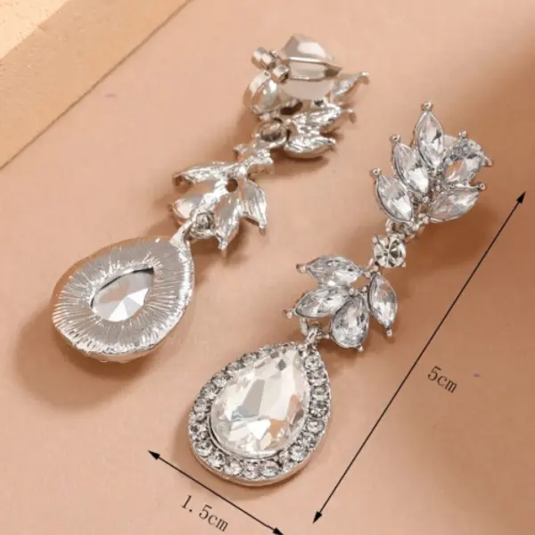 Rhinestone Water-drop Clip On Earrings