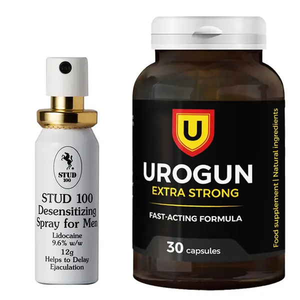 Urogun Extra Strong capsules for potency + STUD 100 Spary Last Longer