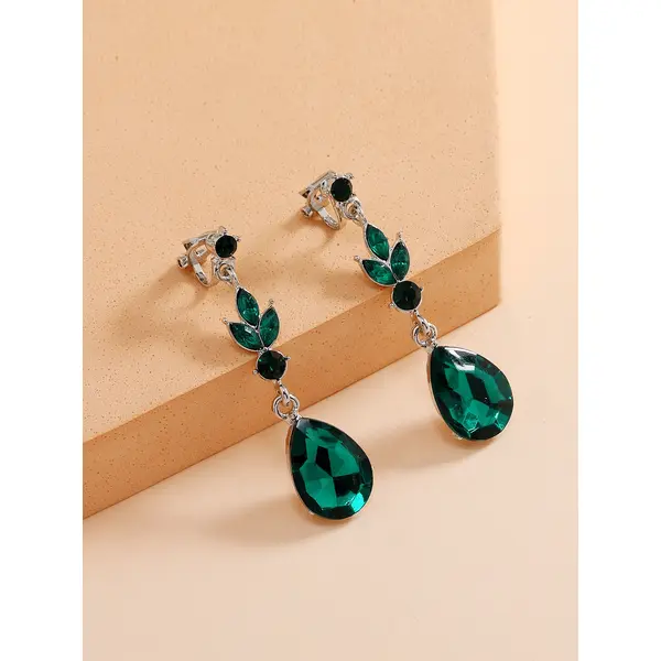 Rhinestone Decor Clip On Earrings