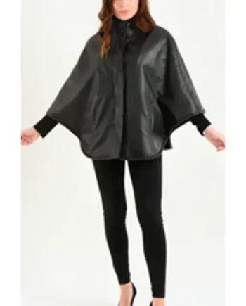Ladies Fine Leather Cape With Fur Lining