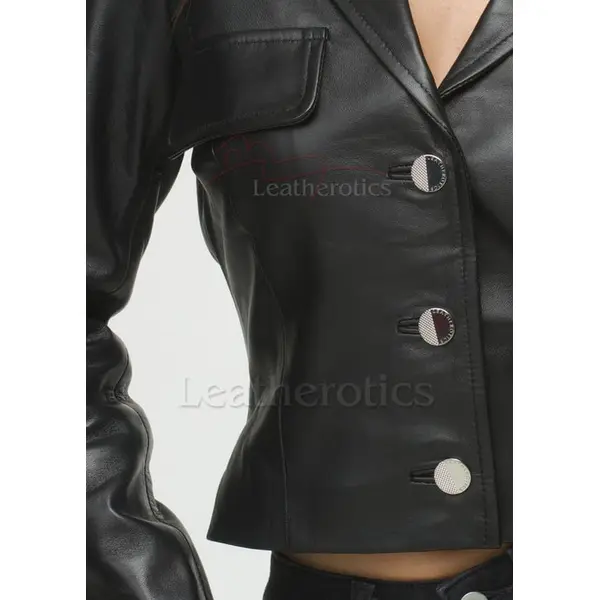 Leather Cropped Blazer Top