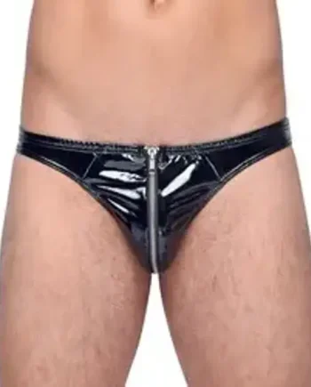 Black Level Vinyl Briefs With Zip Black