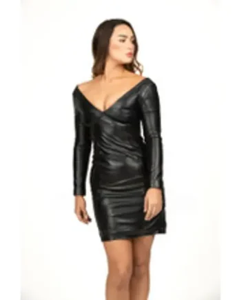 Full Sleeve Leather Mini Dress
