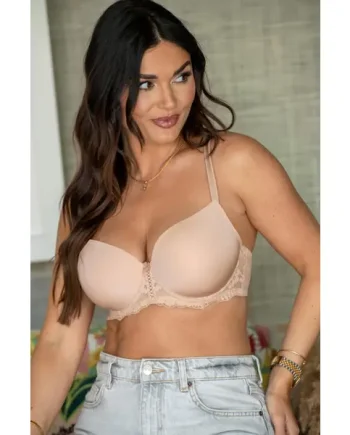 Fleur Lightly Padded Balconette T-Shirt Bra - Almond