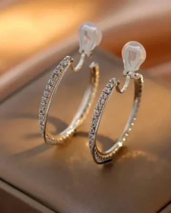 Rhinestones Hoop Earrings