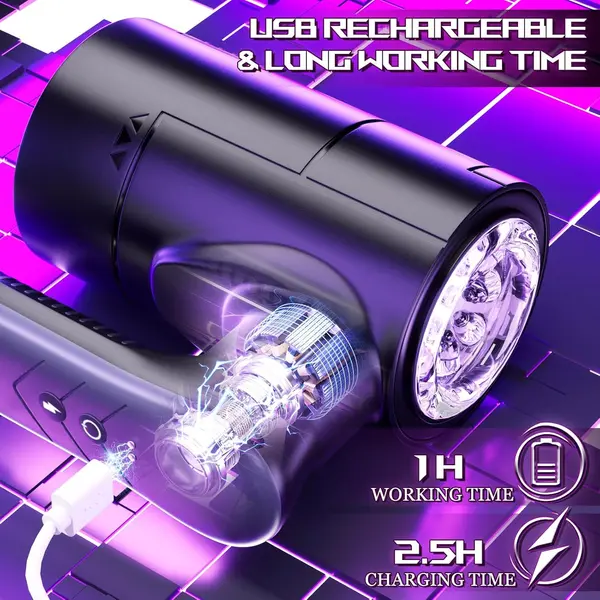 Upgraded Handheld Telescopic Male Masturbator with 9 Powerful Thrusting Rotating