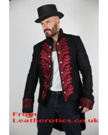 Men's Long Tailcoat Morning Victorian Jacket Top Red STP7 A2