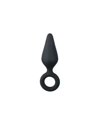 Black Buttplugs With Pull Ring - Small