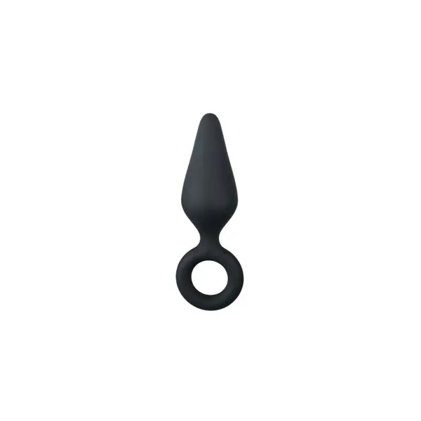 Black Buttplugs With Pull Ring - Small