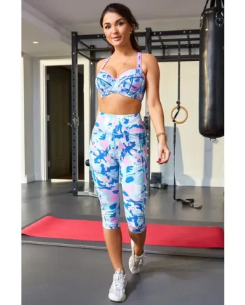 Energy Printed Mesh Pocket Capri Legging - Marble