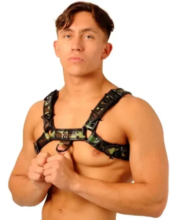 Fist Leather Chest Harness • Camo - Black
