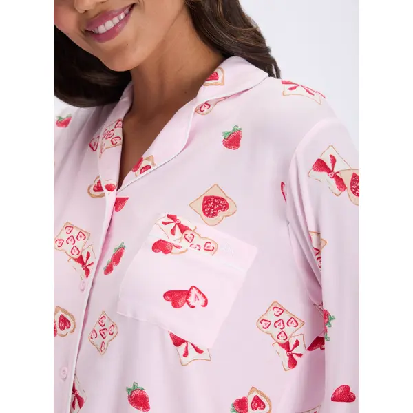 Strawberry toast modal long pyjama set