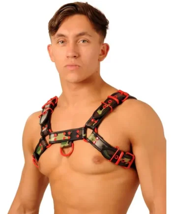 Fist Leather Chest Harness • Camo - Red