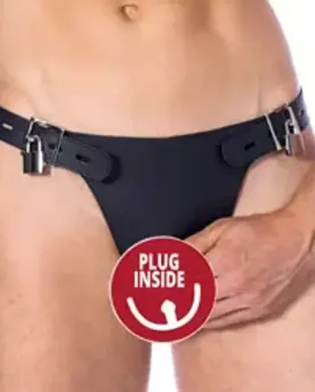 Double Leather Brief With Penis Hold And Dildo