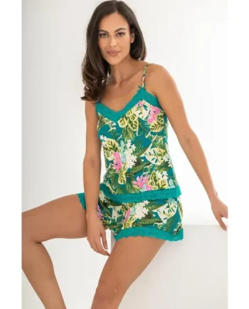 Sofa Loves Lace Jersey Cami and Short PJ Set - Tropical