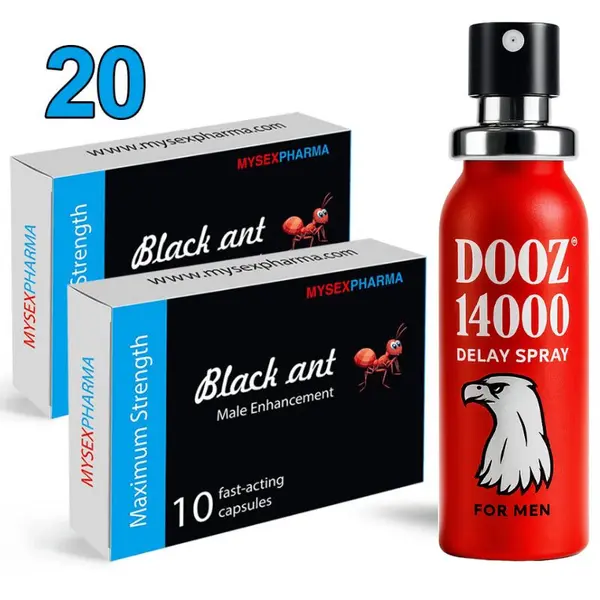 DOOZ 14000 & Black-Ant Erection Capsules Combo, 20 Capsules