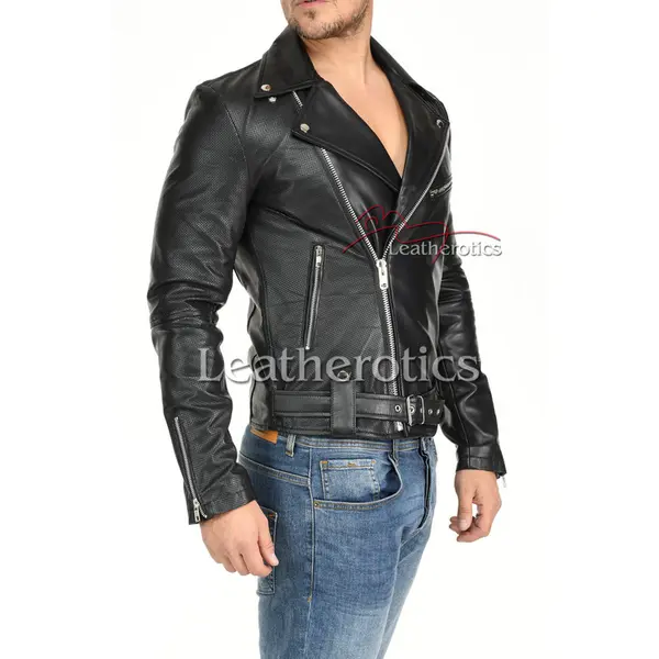 Men's Leather Jacket Classic Perforated