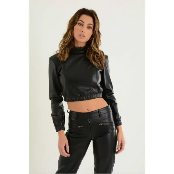 Ladies Leather Crop Top