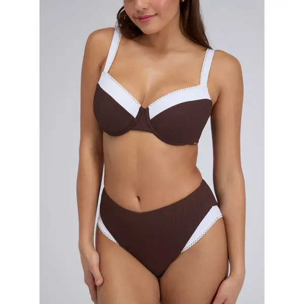 Rivoli picot high waist bikini bottoms