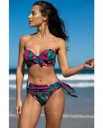 Heatwave Fold Over Tie Bikini Brief - Black Multi