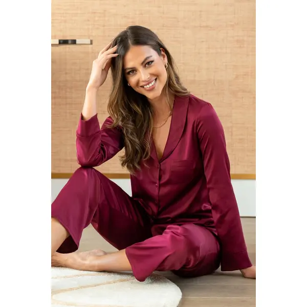 Dusk Satin Pyjama Set - Berry
