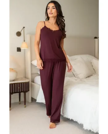 Sofa Loves Lace Soft Jersey Trouser - Wine