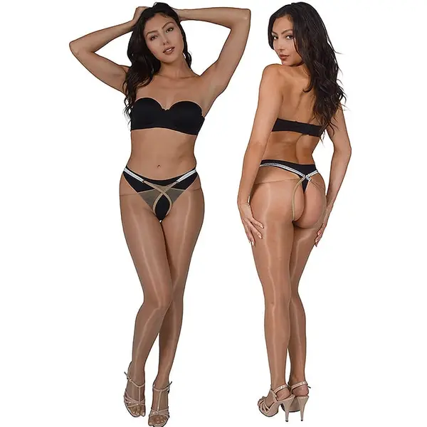 Pearl And Poseidon Deidre Suspender Wrap Around Crotchless Tights