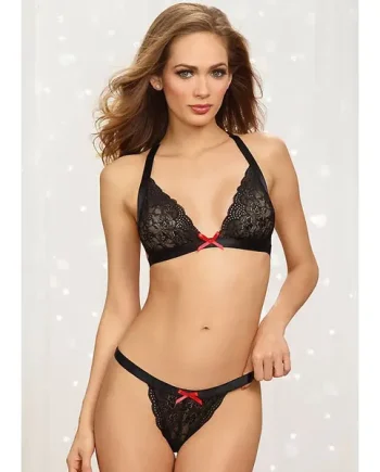 Dreamgirl Heart Lace Bralette and Thong Set