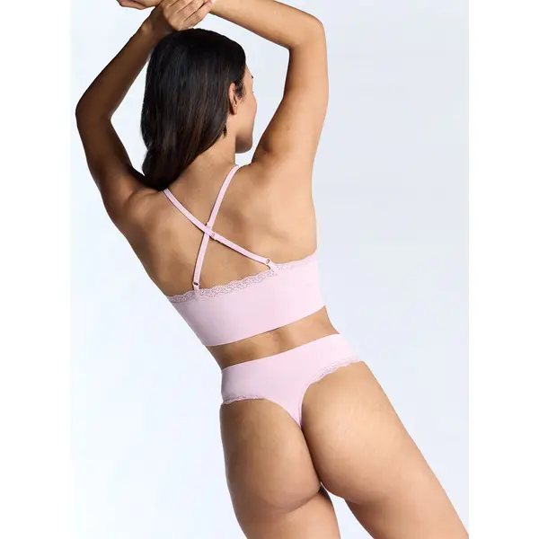 Ribbed seamless lace bralette