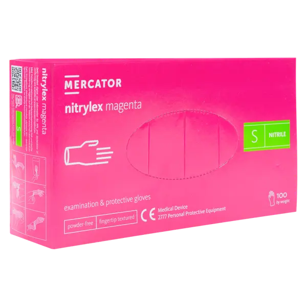 Mercator NITRILE GLOVES Magenta S 100pcs.