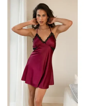 Dusk Satin Lace Chemise - Berry