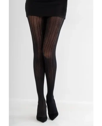 Stripe Lace Tights - Black