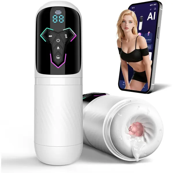 Licking Heating Male Masturbator Penis Pump with 10 Vibrating 7 Thrusting 5 Suck