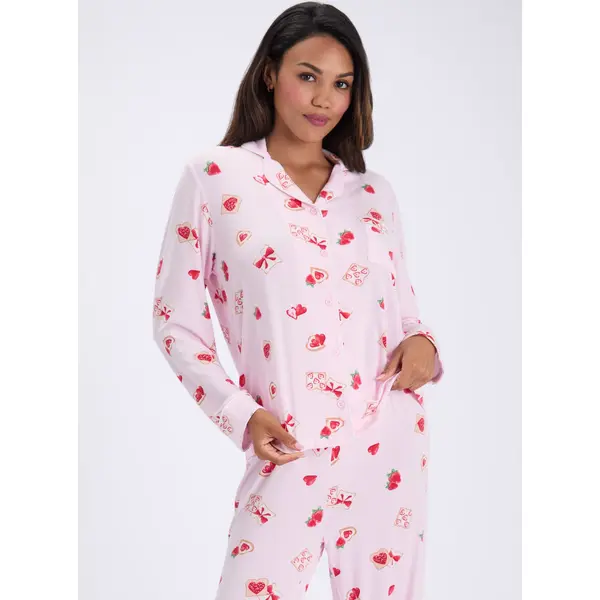 Strawberry toast modal long pyjama set